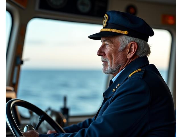 Experienced fishing vessel captain looking out to sea