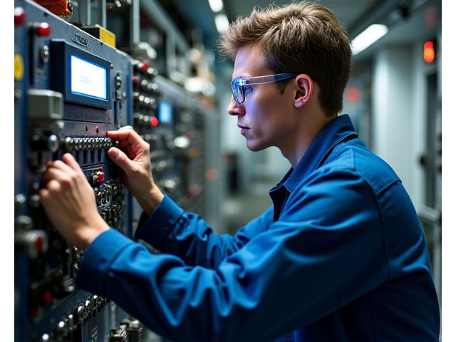 Marine engineer inspecting an engine on a ship