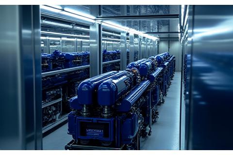 Glistening heavy-duty marine engine in a vessel's engine room